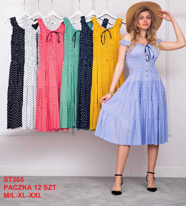 Sukienki damskie Roz M-2XL, Mix Kolor .Paczka 12 szt